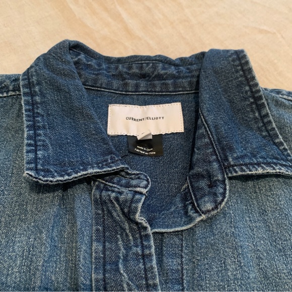 Current Elliot blue denim button up blouse - 2 -medium - Picture 9 of 13